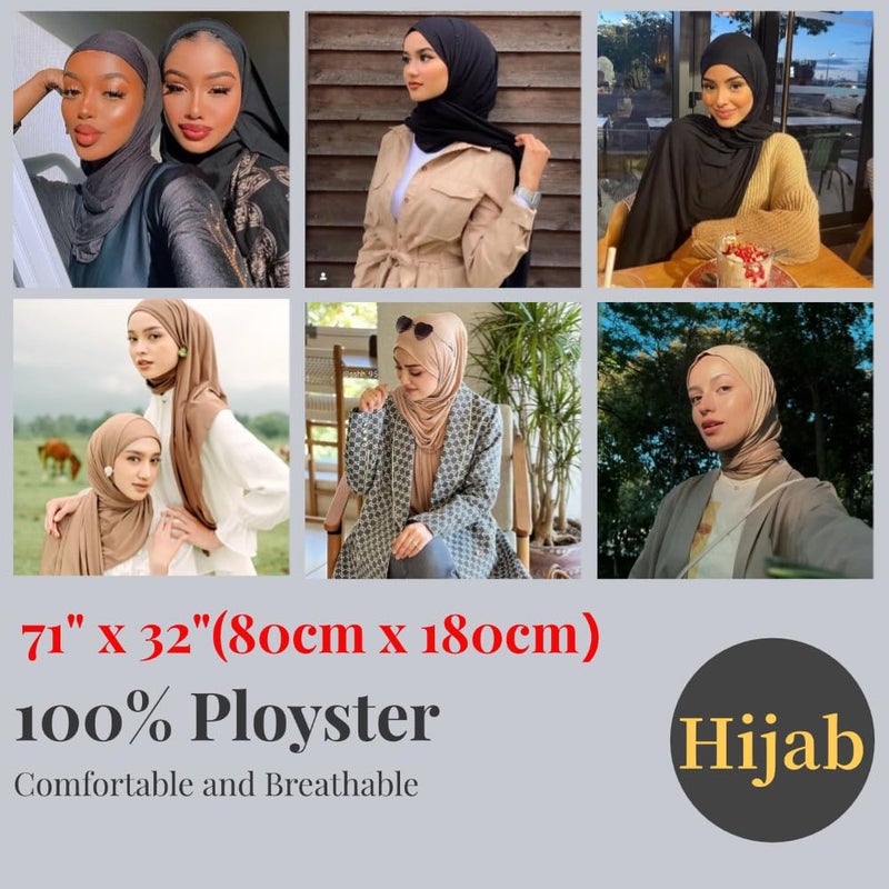 Harewom Muslim Hijab for Women Scarf Large Headscarves Soft Head Wraps Long Turban Headwraps Tie Stretch Hair Wraps Headbands 2 Pack - Image 5